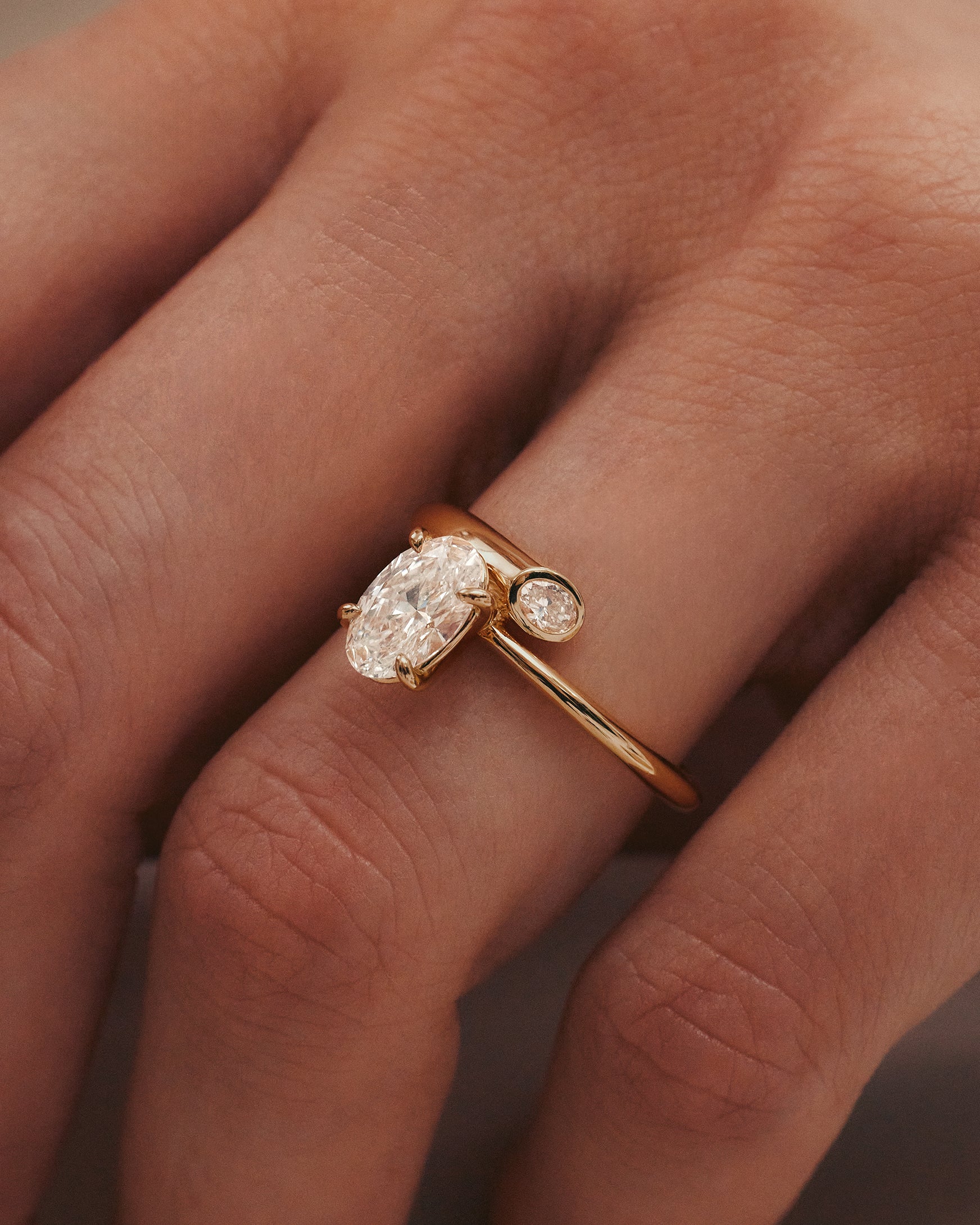 Marquise Shaped Three Stone Lab Grown Diamond Engagement Ring